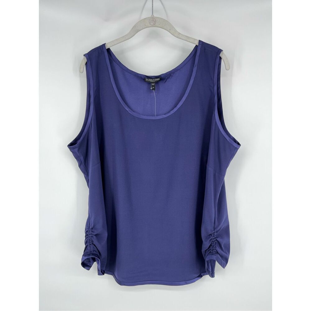 NEW Eileen Fisher Stretch Silk Charmeuse Sleeveless Top Rich Blue Violet Size 2X